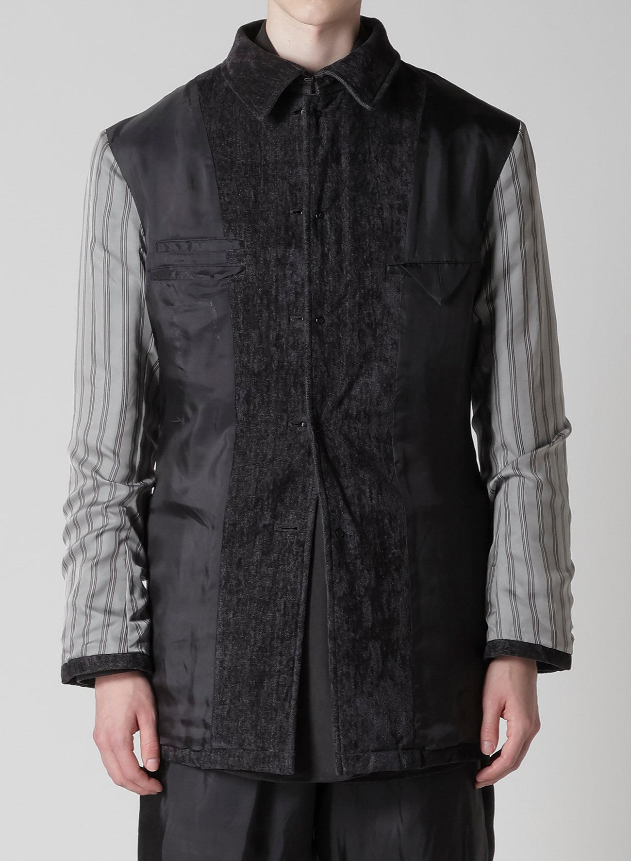 LINEN VELVET  TAB DETAIL PADED JACKET