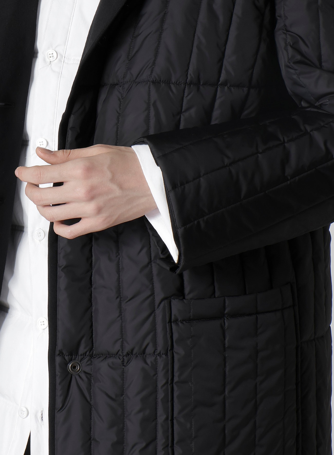 WOOL GABARDINE 4 BUTTONS LONG JACKET WITH LINER