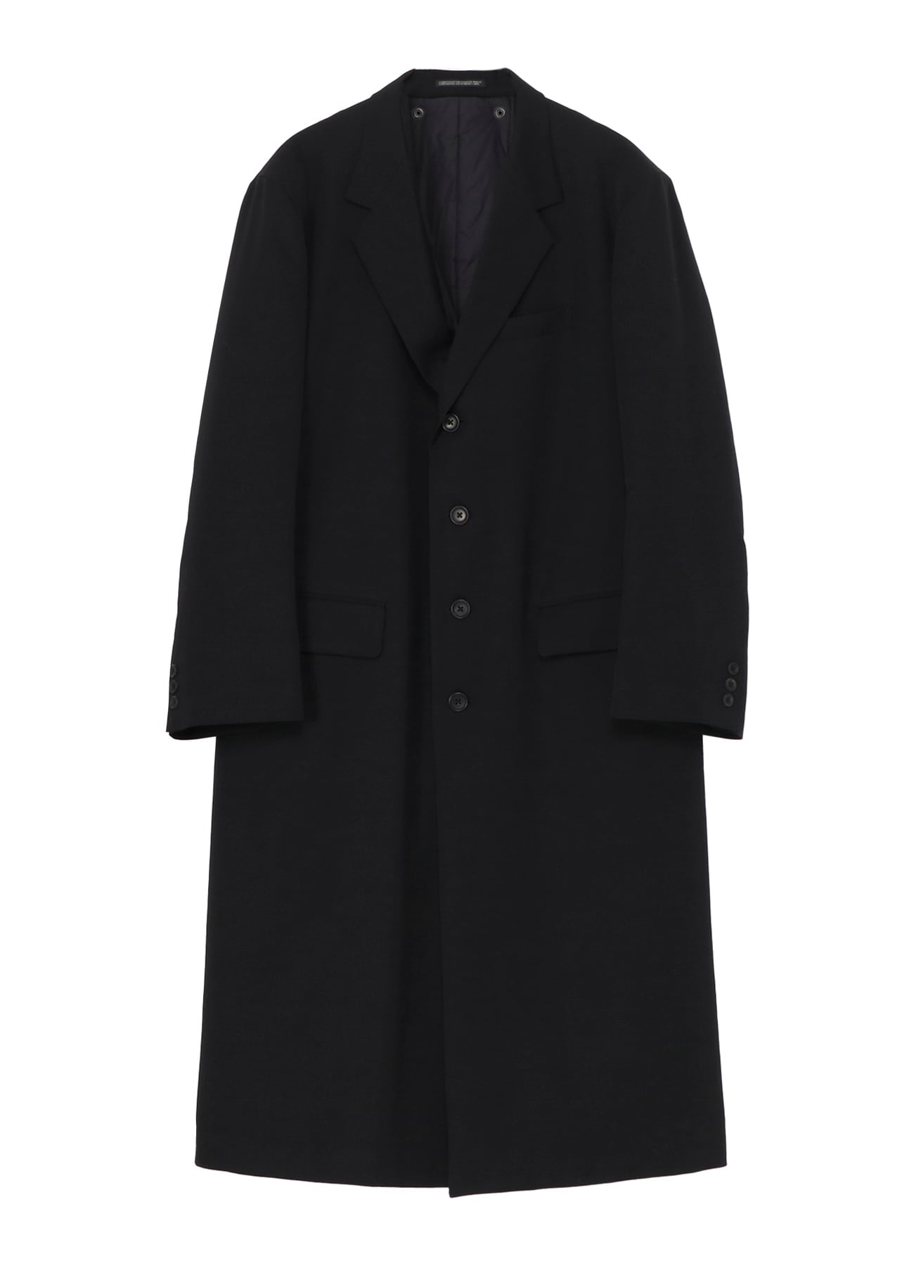 美品⭐️ヨウジヤマモト ロングジャケット ウールギャバジン ブラック 1サイズ WOOL GABARDINE 4 BUTTONS LONG JACKET WITH LINER(S Black
