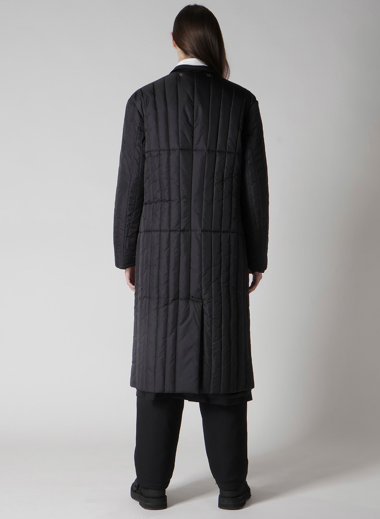 WOOL GABARDINE 4 BUTTONS LONG JACKET WITH LINER