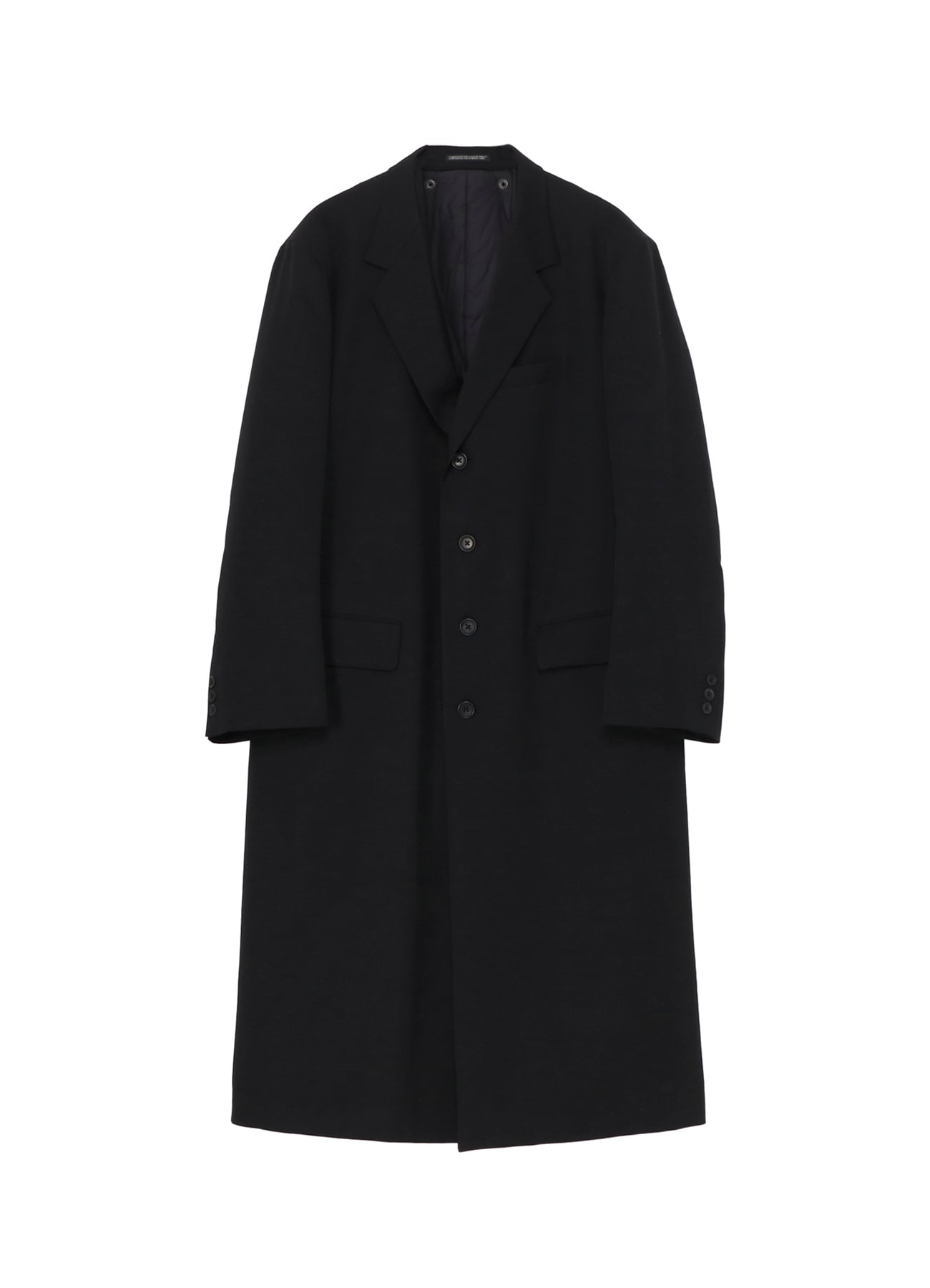 WOOL GABARDINE 4 BUTTONS LONG JACKET WITH LINER