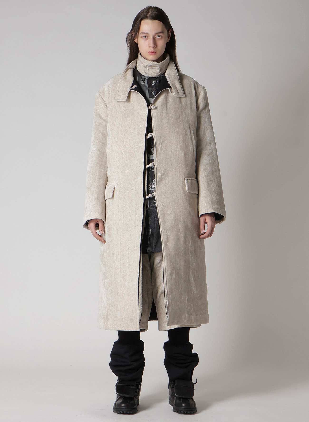 LINEN VELVET STAND COLLAR JACKET WITH LINER