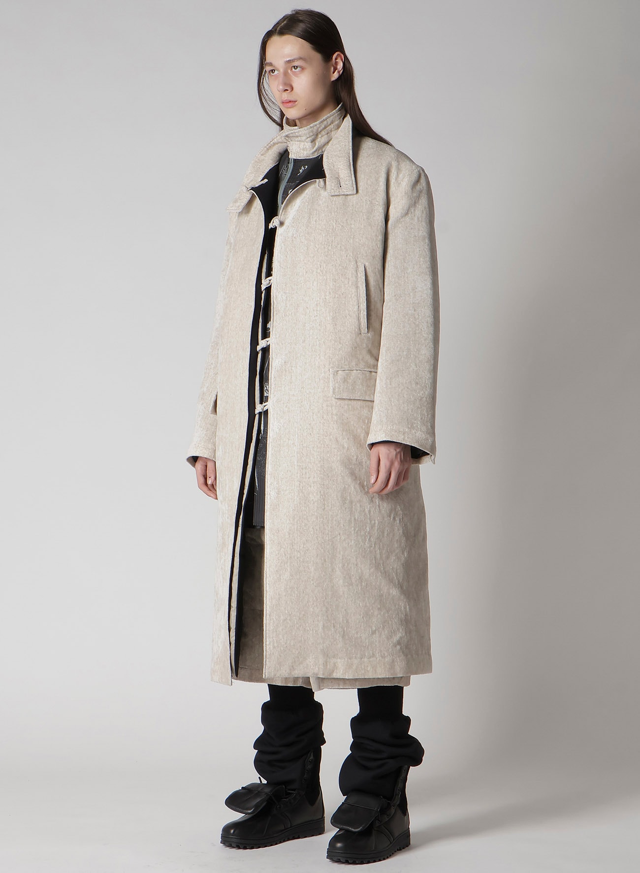 LINEN VELVET STAND COLLAR JACKET WITH LINER