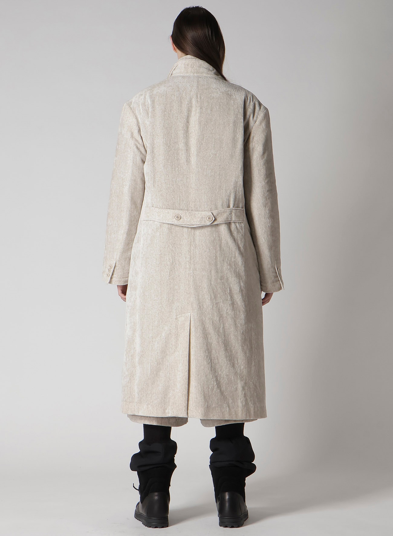 LINEN VELVET STAND COLLAR JACKET WITH LINER