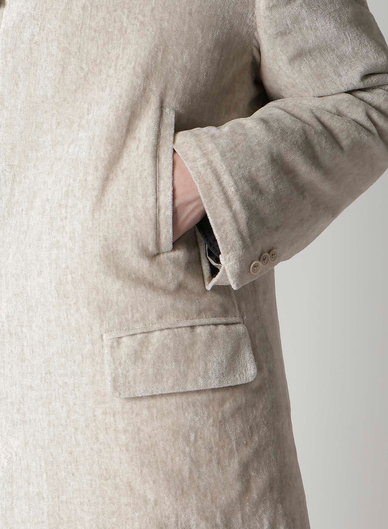 LINEN VELVET STAND COLLAR JACKET WITH LINER