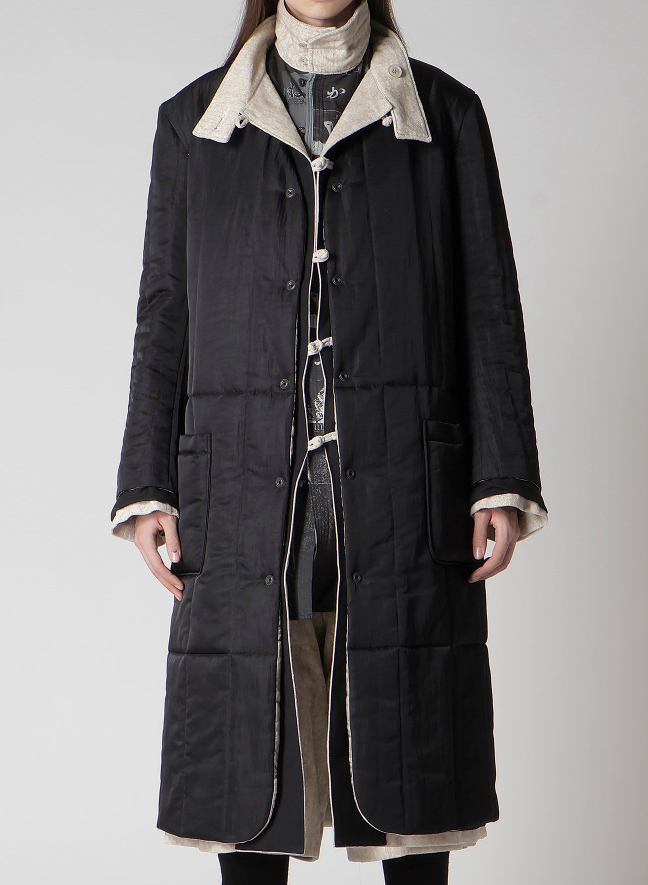LINEN VELVET STAND COLLAR JACKET WITH LINER