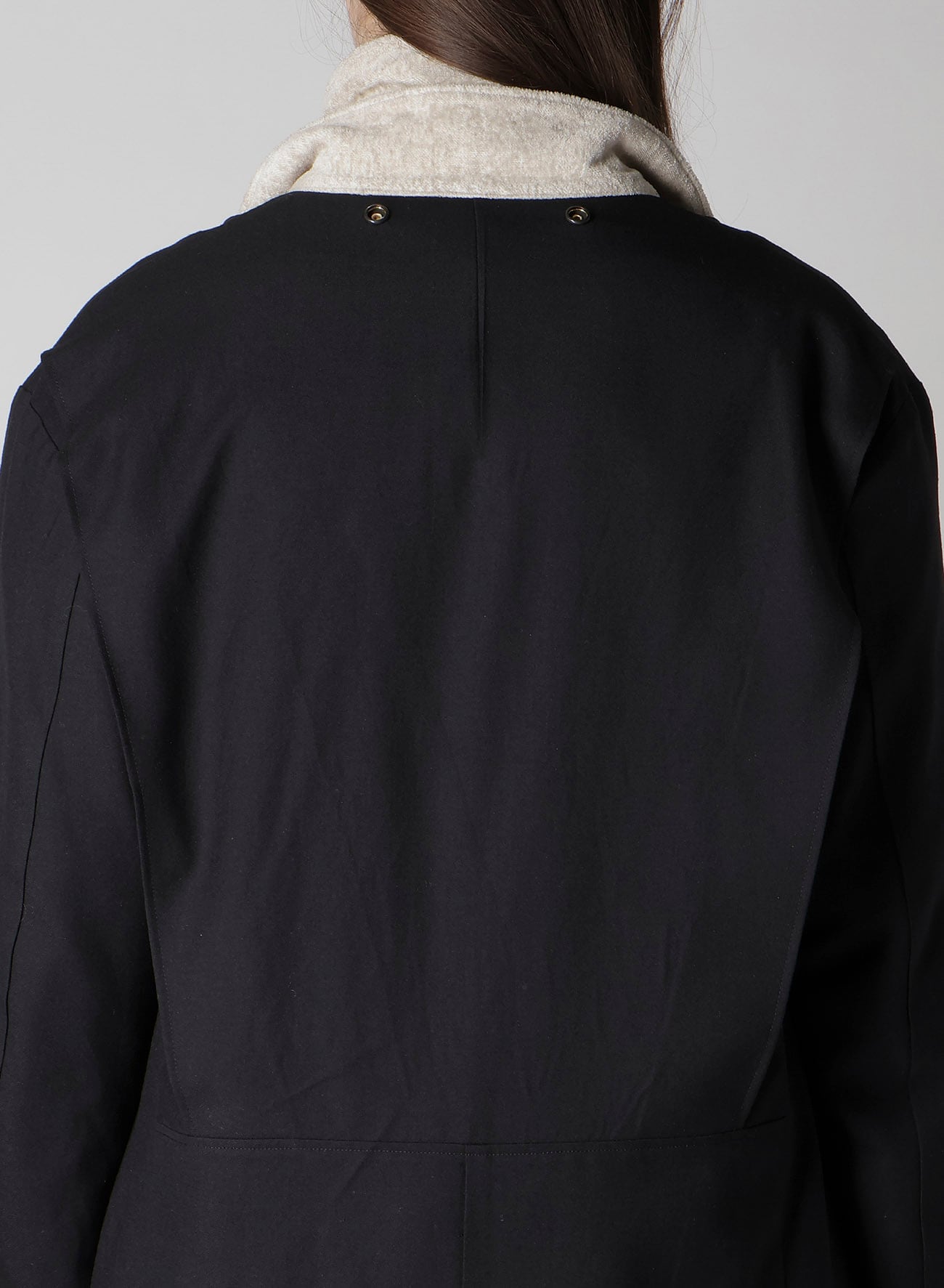 LINEN VELVET STAND COLLAR JACKET WITH LINER