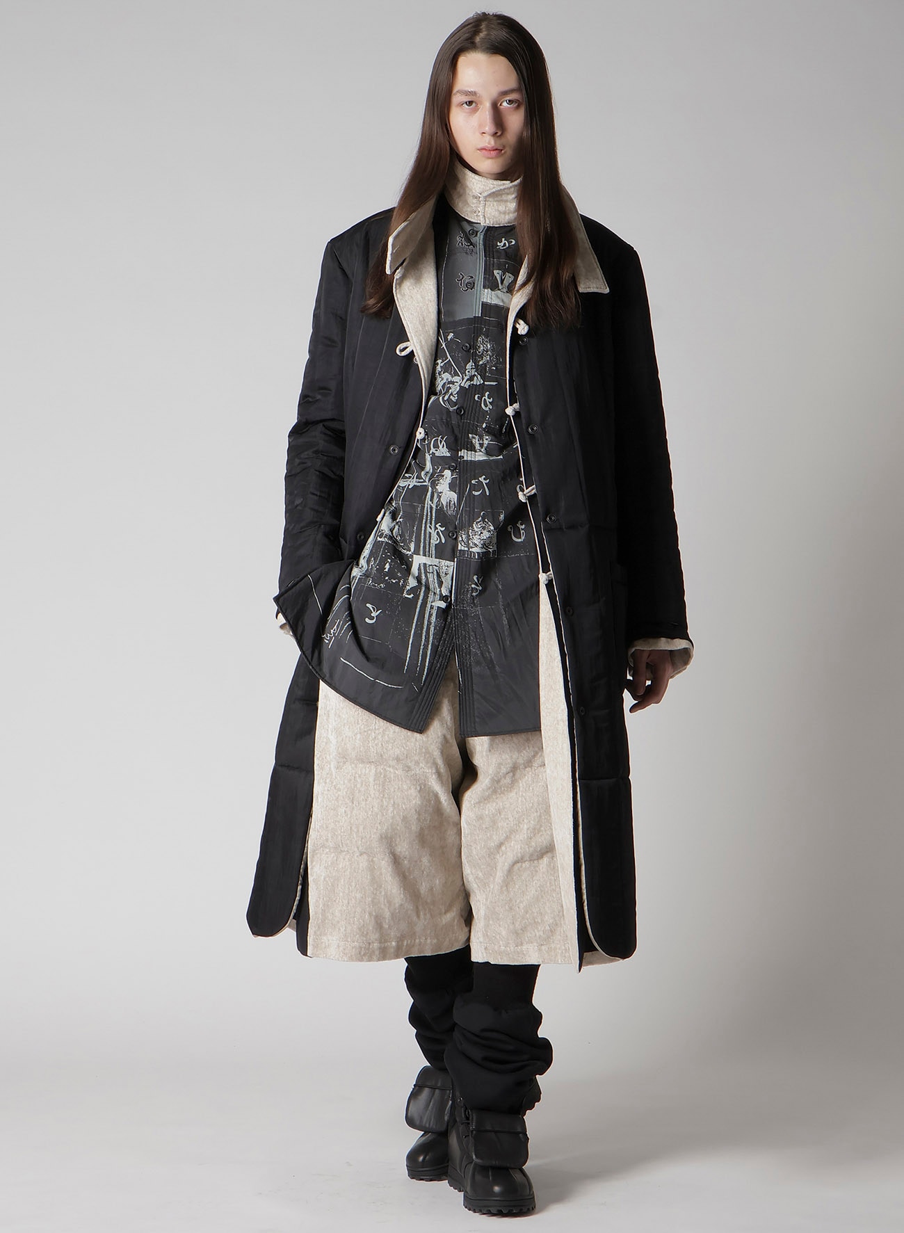 LINEN VELVET STAND COLLAR JACKET WITH LINER