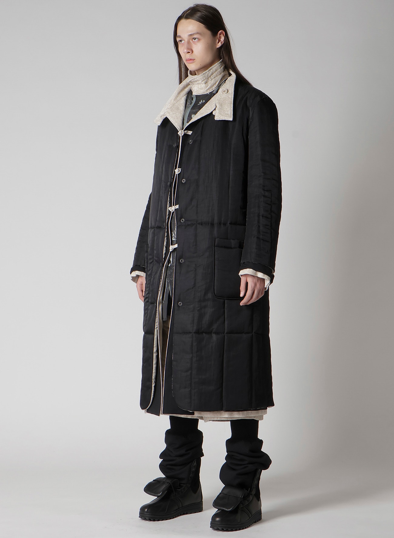LINEN VELVET STAND COLLAR JACKET WITH LINER