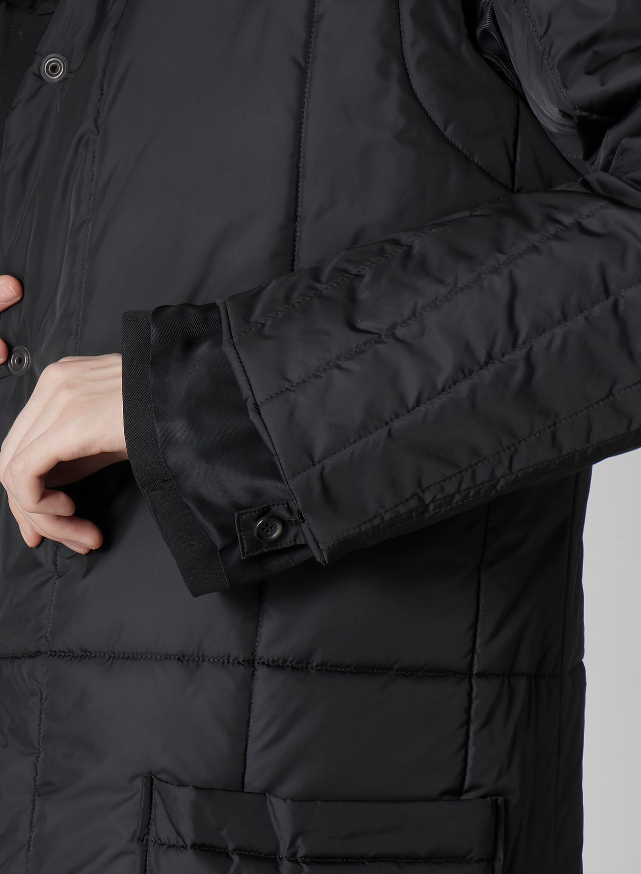 WOOL GABARDINE STAND COLLAR JACKET WITH LINER