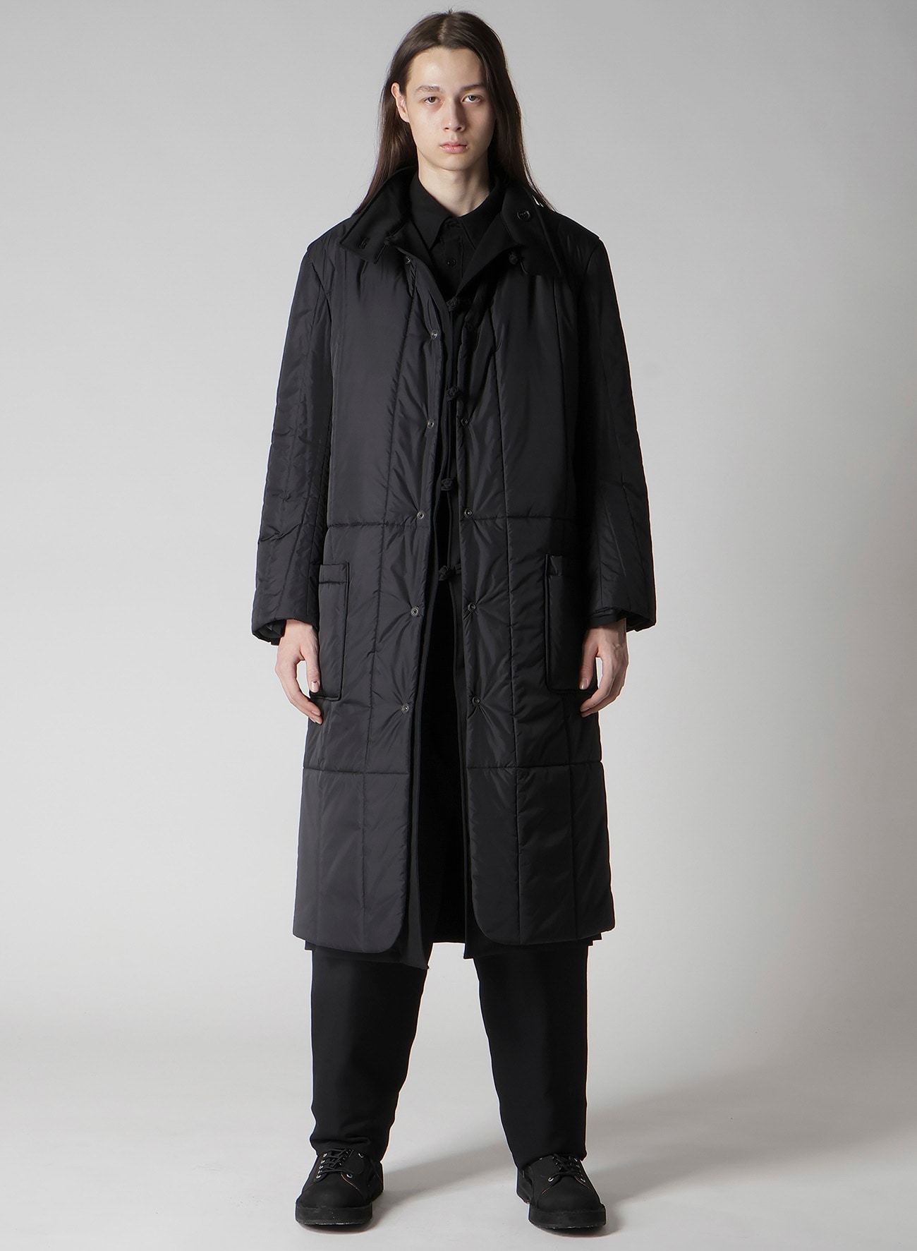 WOOL GABARDINE STAND COLLAR JACKET WITH LINER