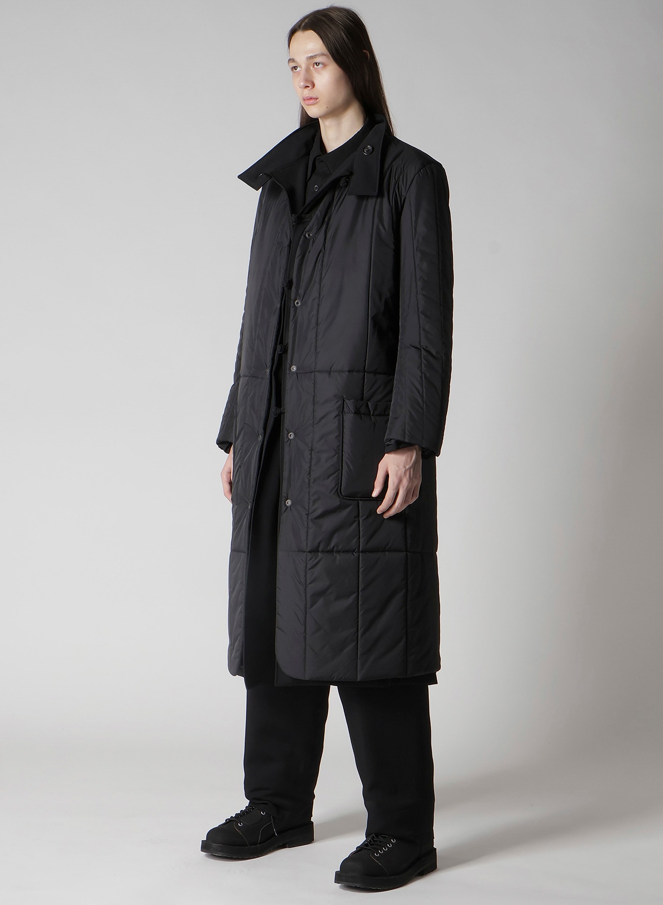 WOOL GABARDINE STAND COLLAR JACKET WITH LINER