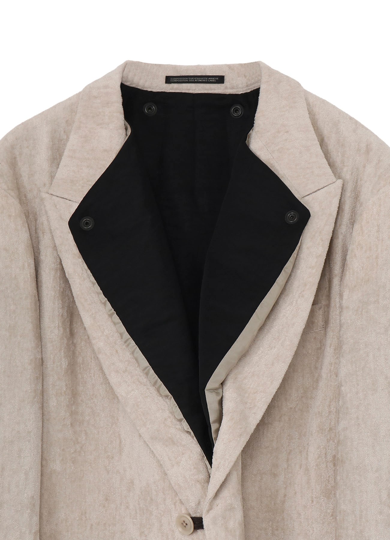RAW LINEN VELVET ONE BUTTON JACKET WITH LINER(S Ivory): Vintage