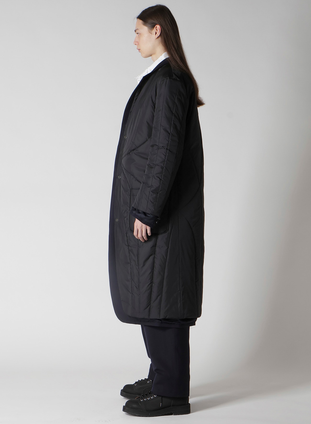 NAVY WOOL GABARDINE ONE BUTTON JACKET WITH LINER