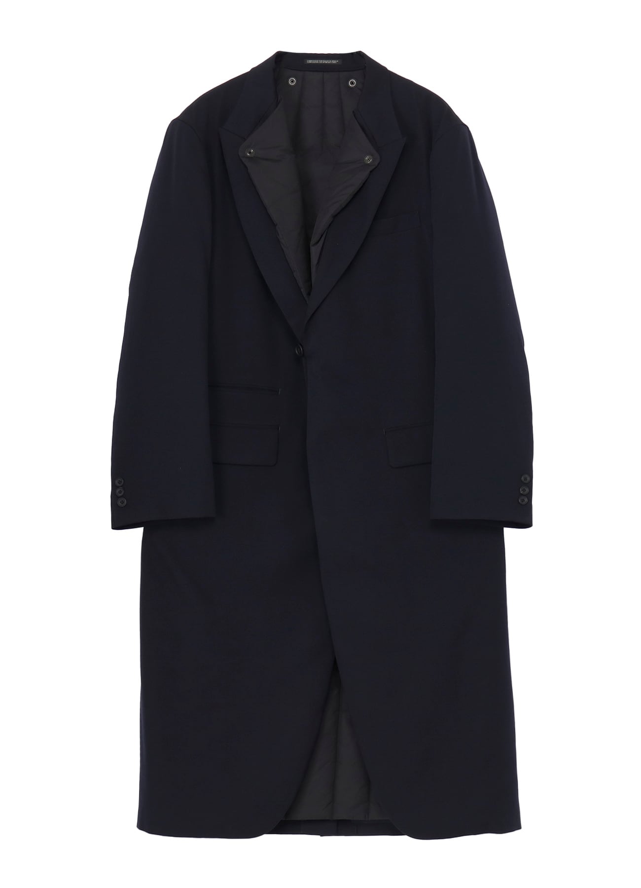 NAVY WOOL GABARDINE ONE BUTTON JACKET WITH LINER