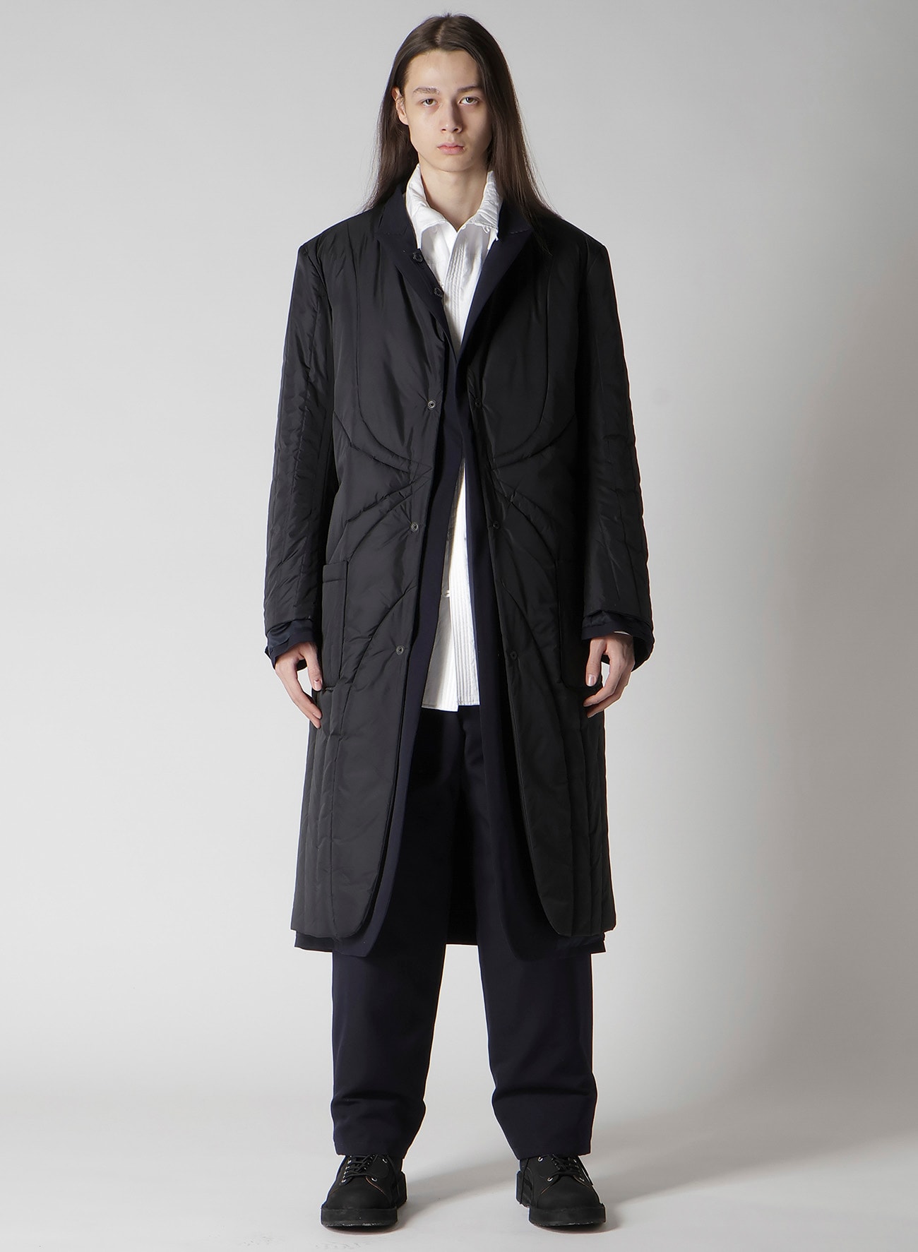NAVY WOOL GABARDINE ONE BUTTON JACKET WITH LINER