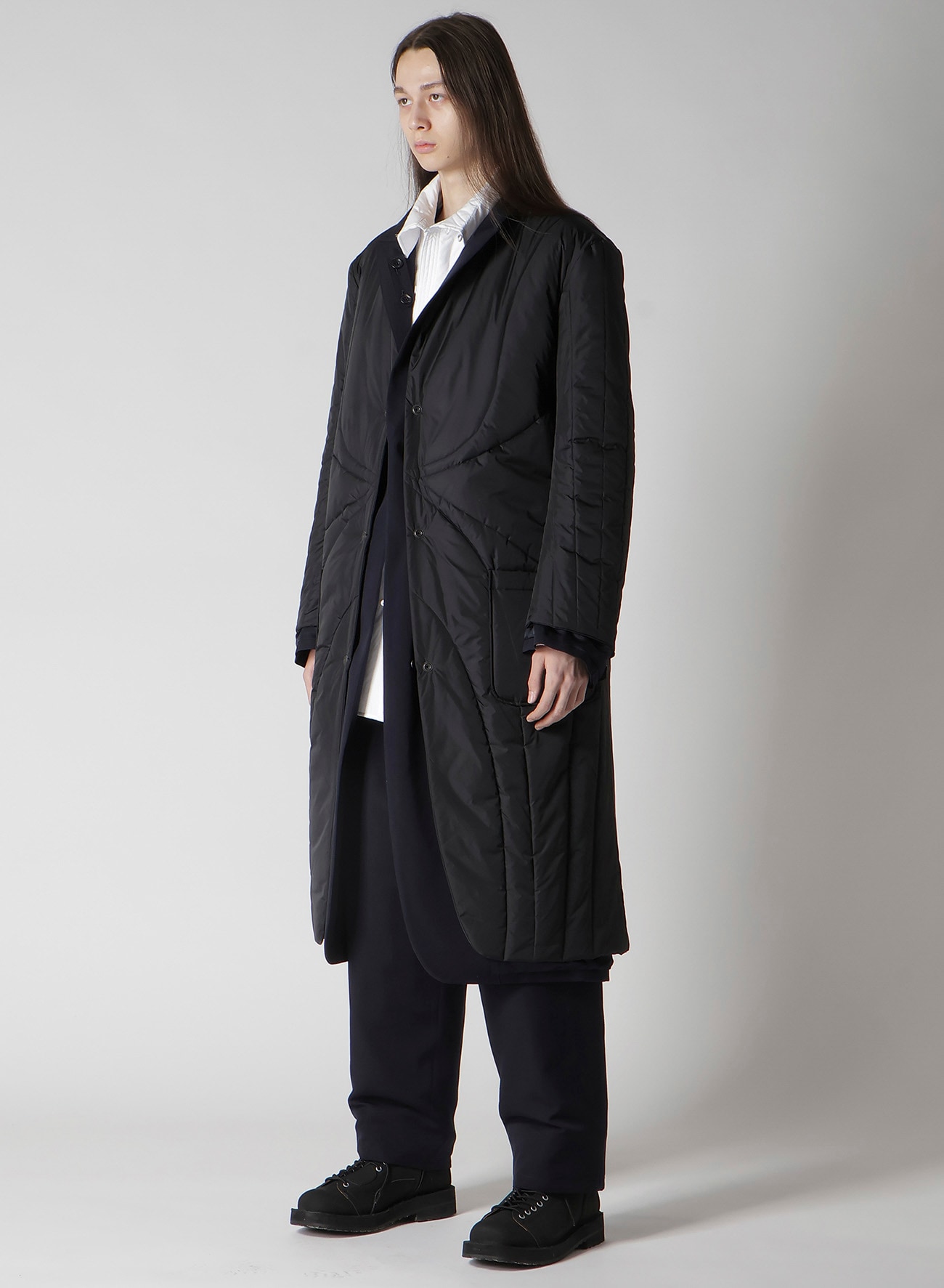 NAVY WOOL GABARDINE ONE BUTTON JACKET WITH LINER