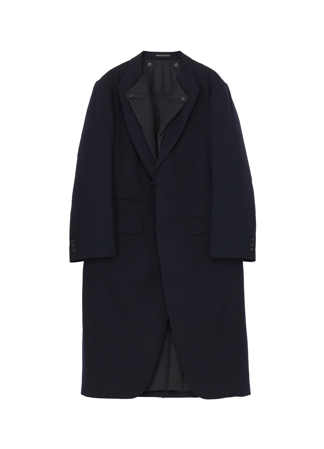 NAVY WOOL GABARDINE ONE BUTTON JACKET WITH LINER