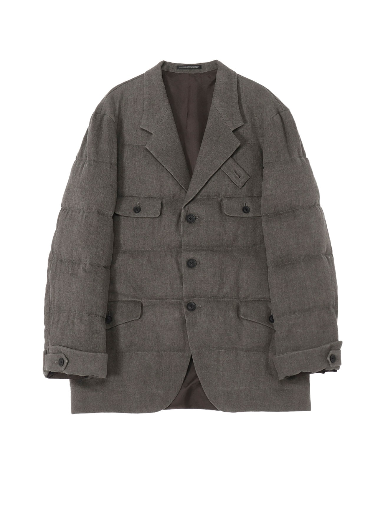 SILK LINEN INKED 3 BUTTONS HORIZONTAL PADDED JACKET