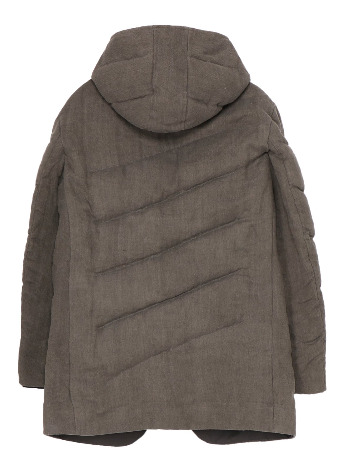 SILK LINEN DIAGONAL PADDED HOODED JACKET