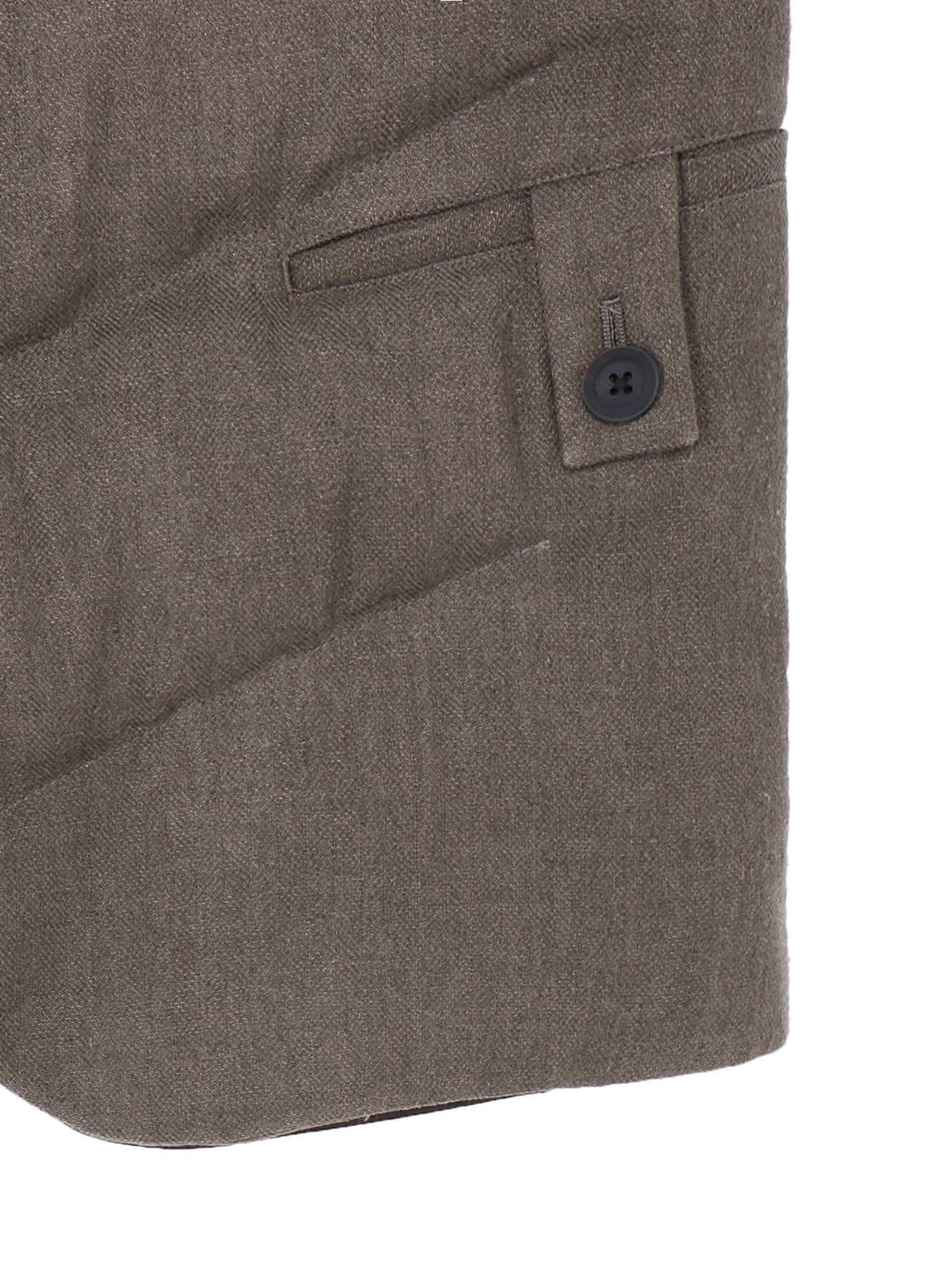 SILK LINEN DIAGONAL PADDED HOODED JACKET
