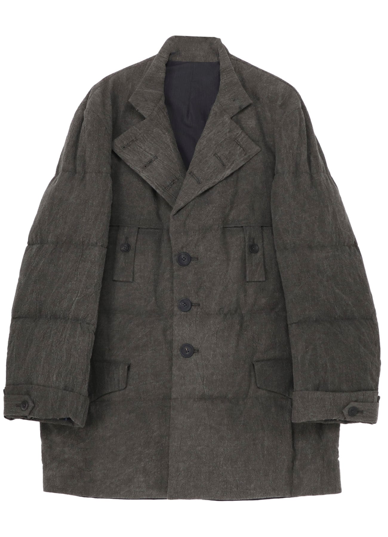 COTTON LINEN INKED HORIZONTAL PADDED LONG JACKET