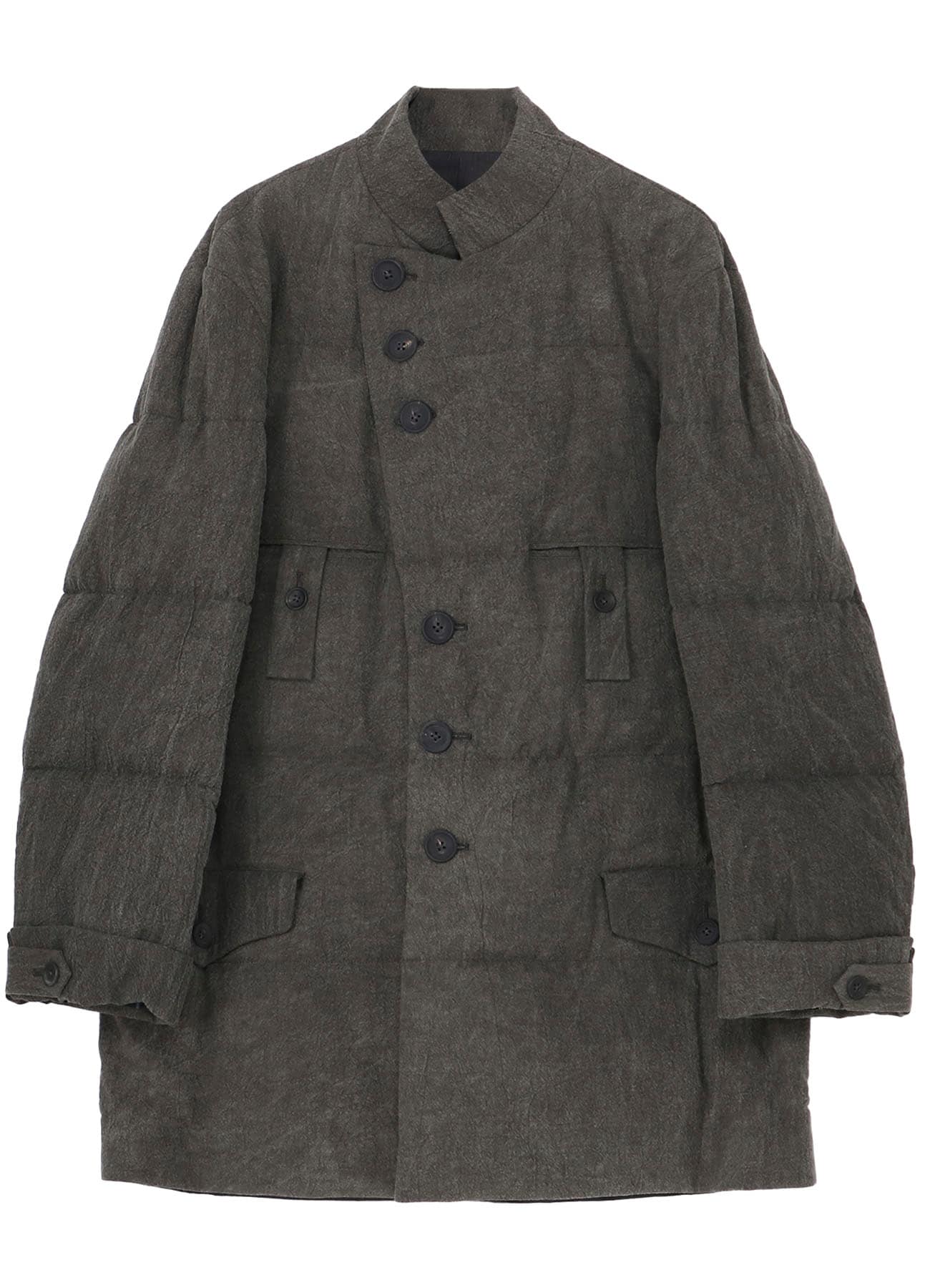 COTTON LINEN INKED HORIZONTAL PADDED LONG JACKET
