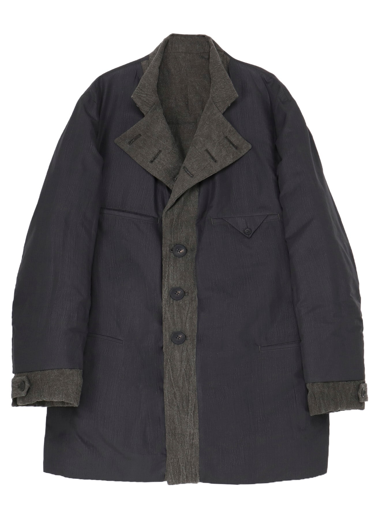 COTTON LINEN INKED HORIZONTAL PADDED LONG JACKET