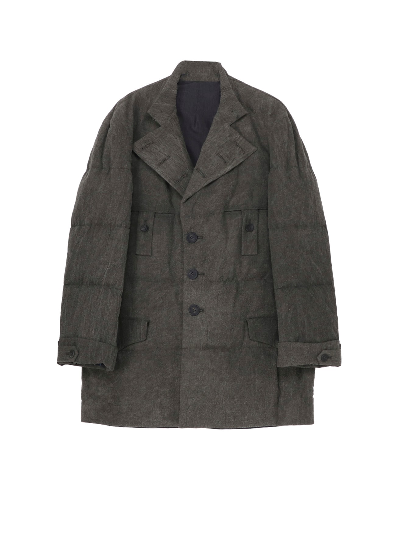 COTTON LINEN INKED HORIZONTAL PADDED LONG JACKET