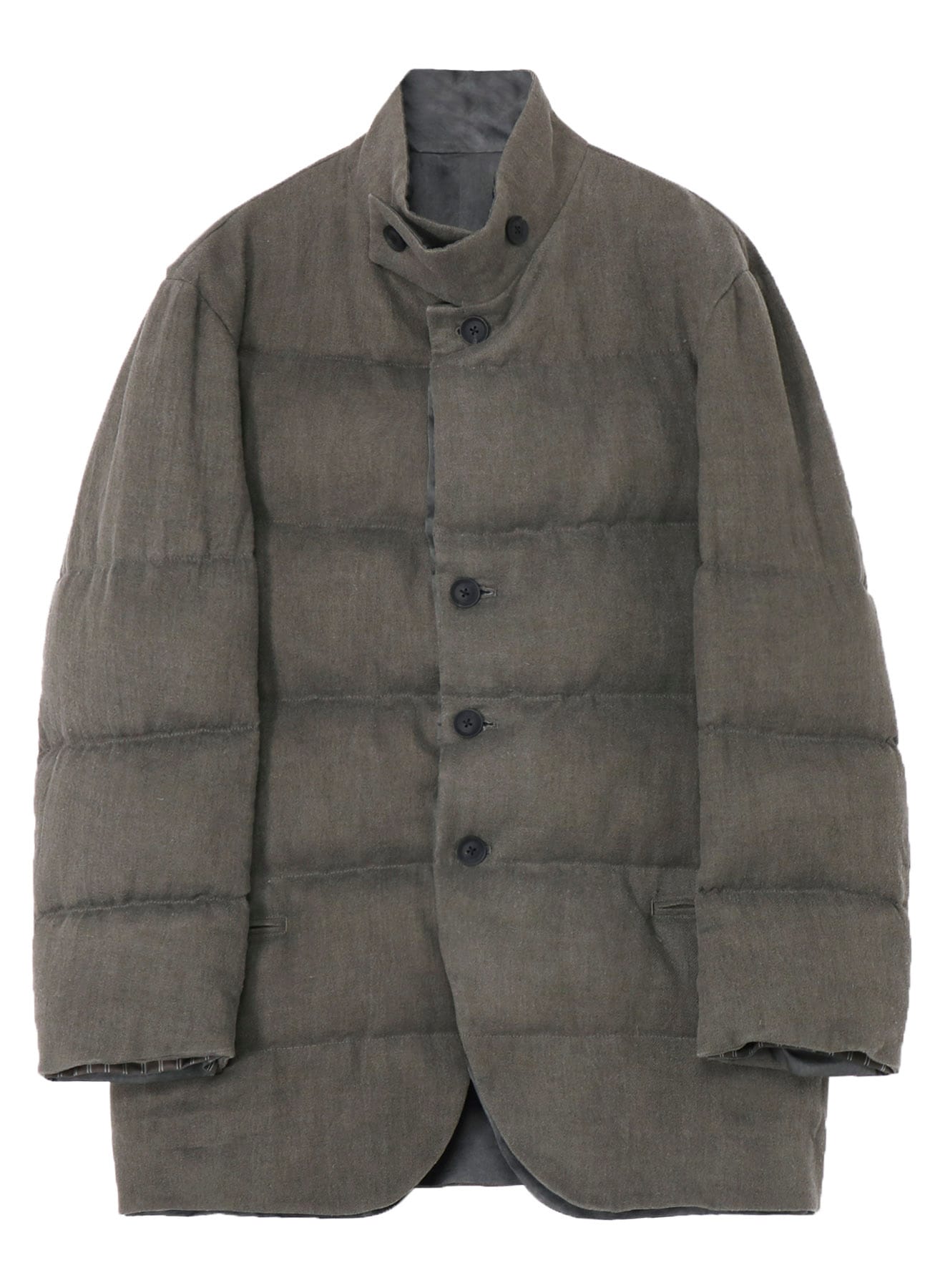 SILK LINEN INKED HORIZONTAL PADDED STAND JACKET