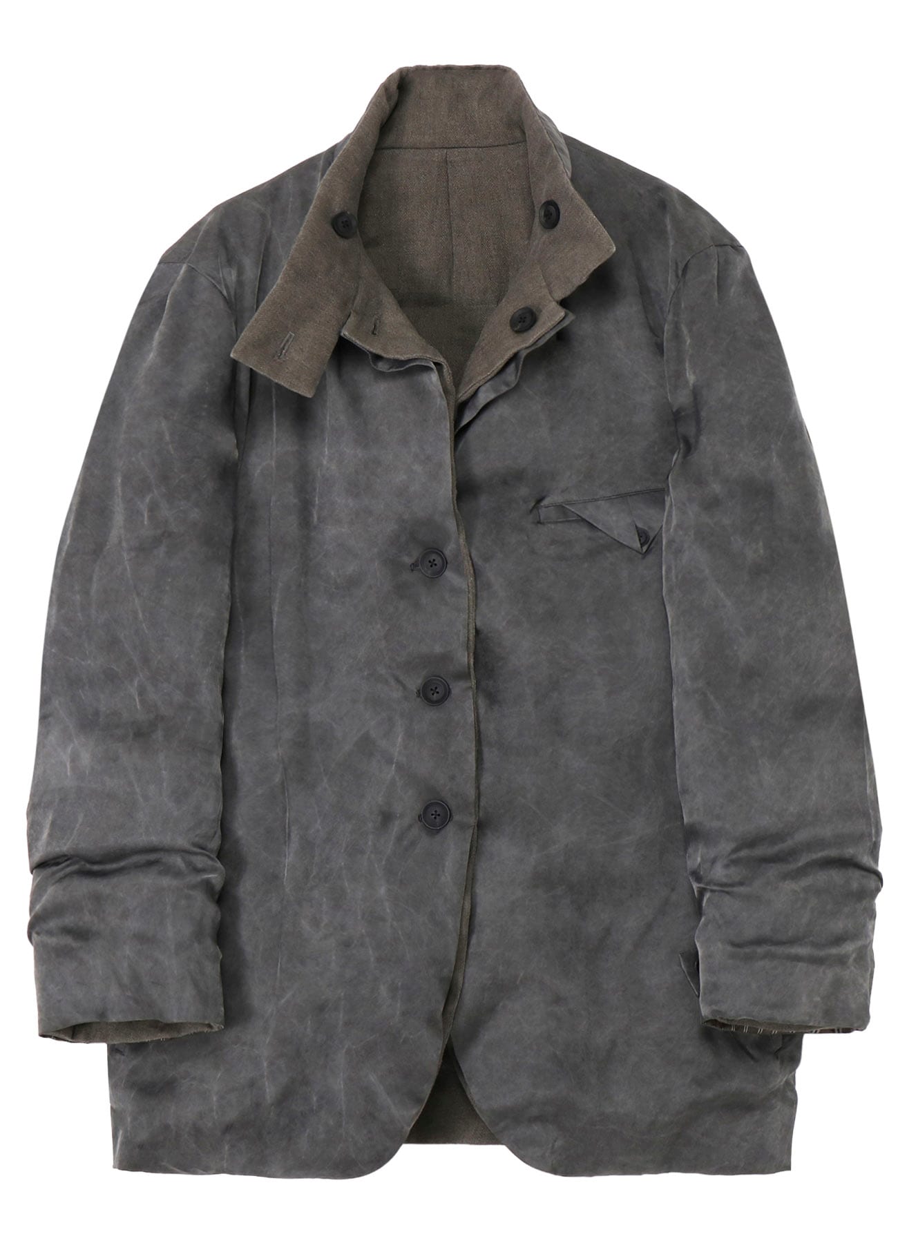SILK LINEN INKED HORIZONTAL PADDED STAND JACKET
