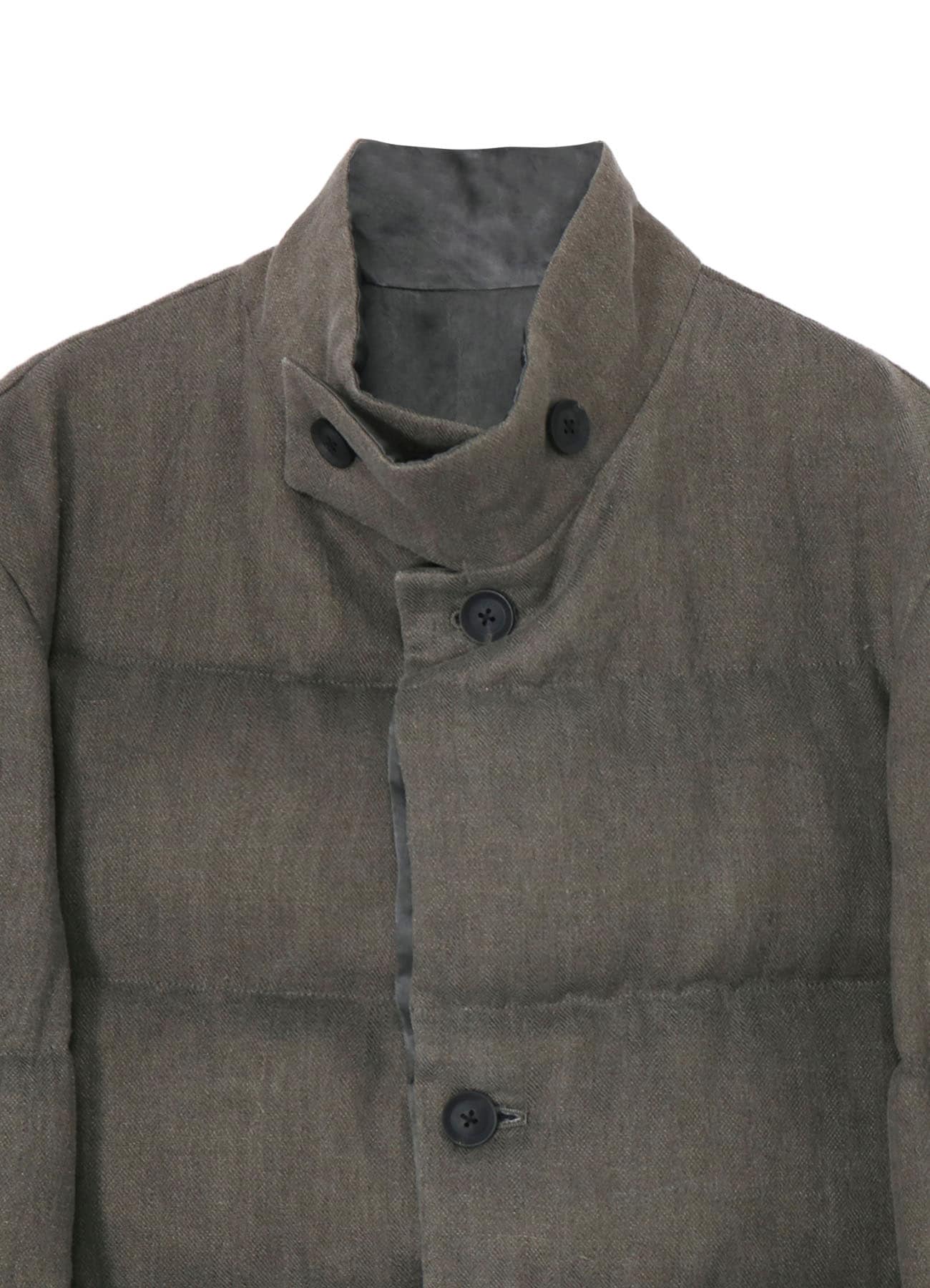 SILK LINEN INKED HORIZONTAL PADDED STAND JACKET