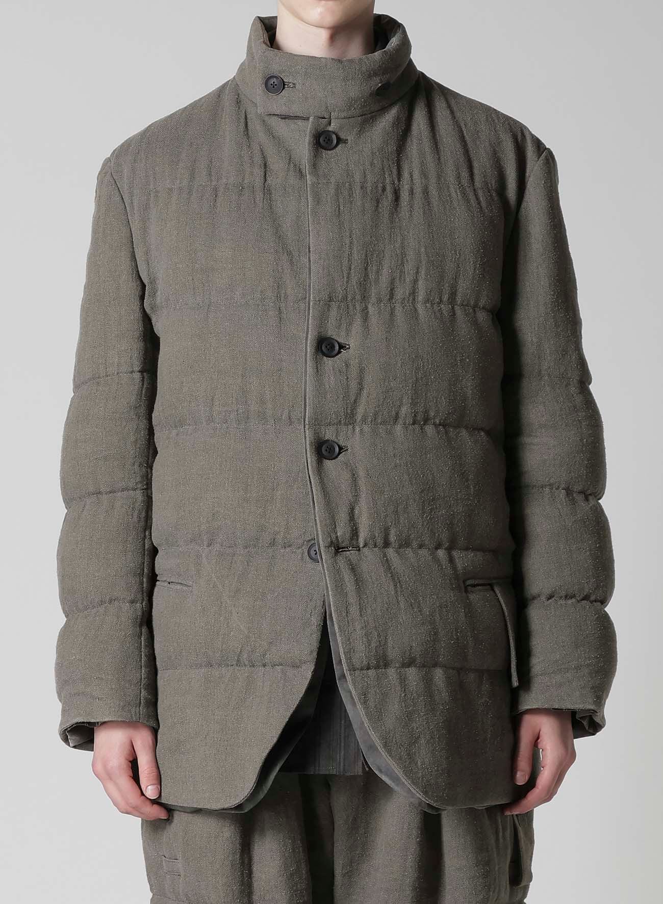 SILK LINEN INKED HORIZONTAL PADDED STAND JACKET