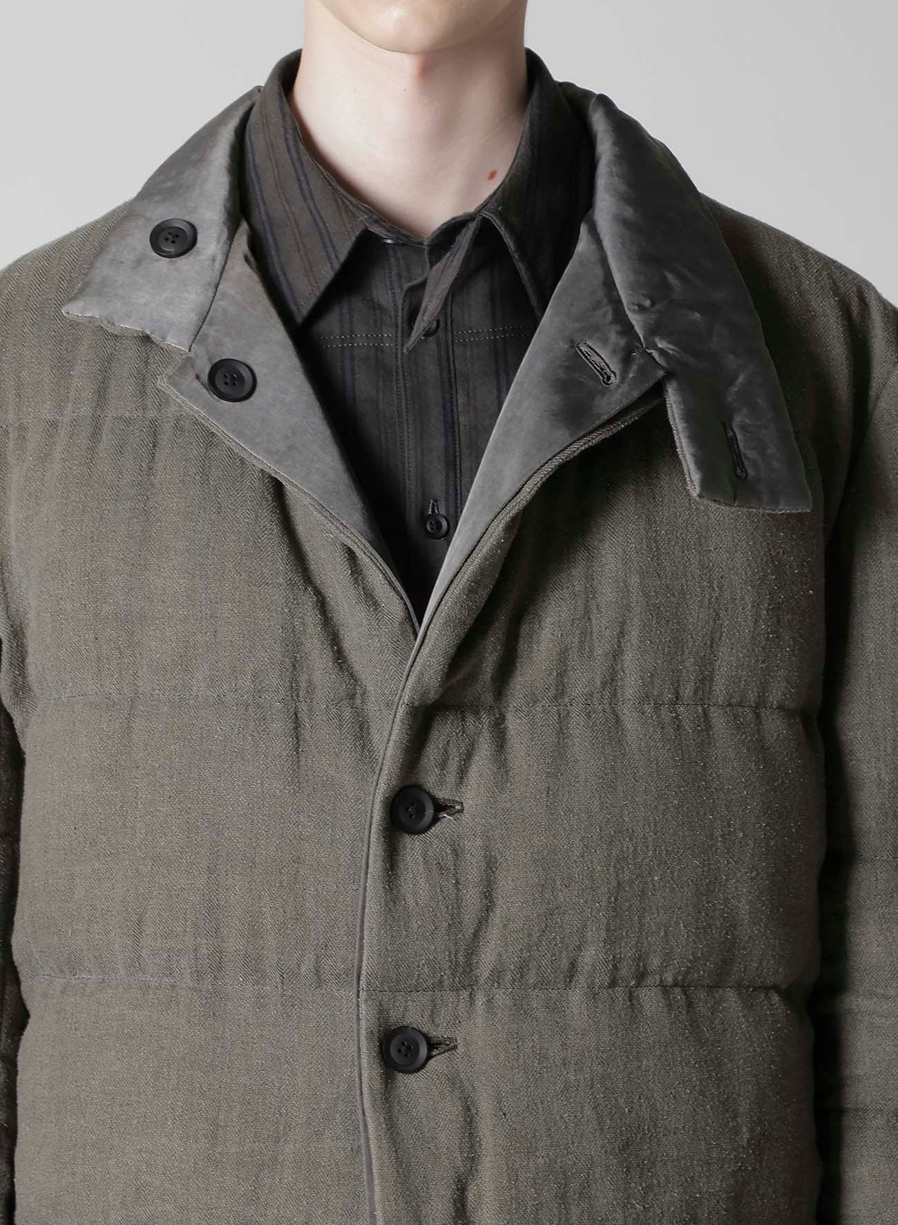 SILK LINEN INKED HORIZONTAL PADDED STAND JACKET