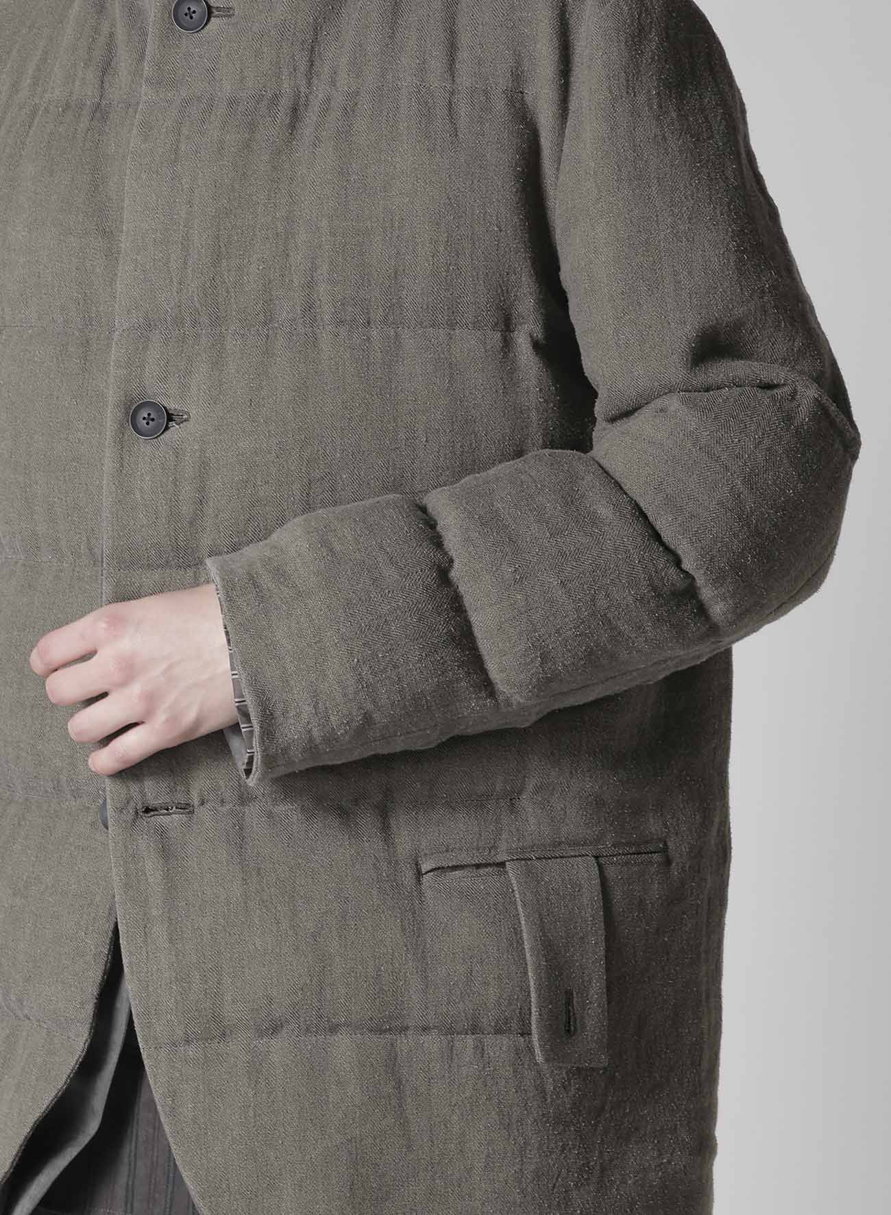 SILK LINEN INKED HORIZONTAL PADDED STAND JACKET