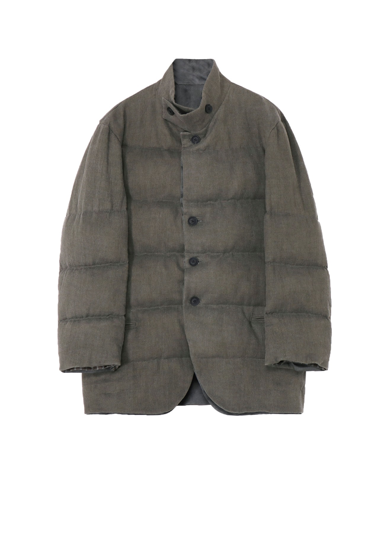 SILK LINEN INKED HORIZONTAL PADDED STAND JACKET