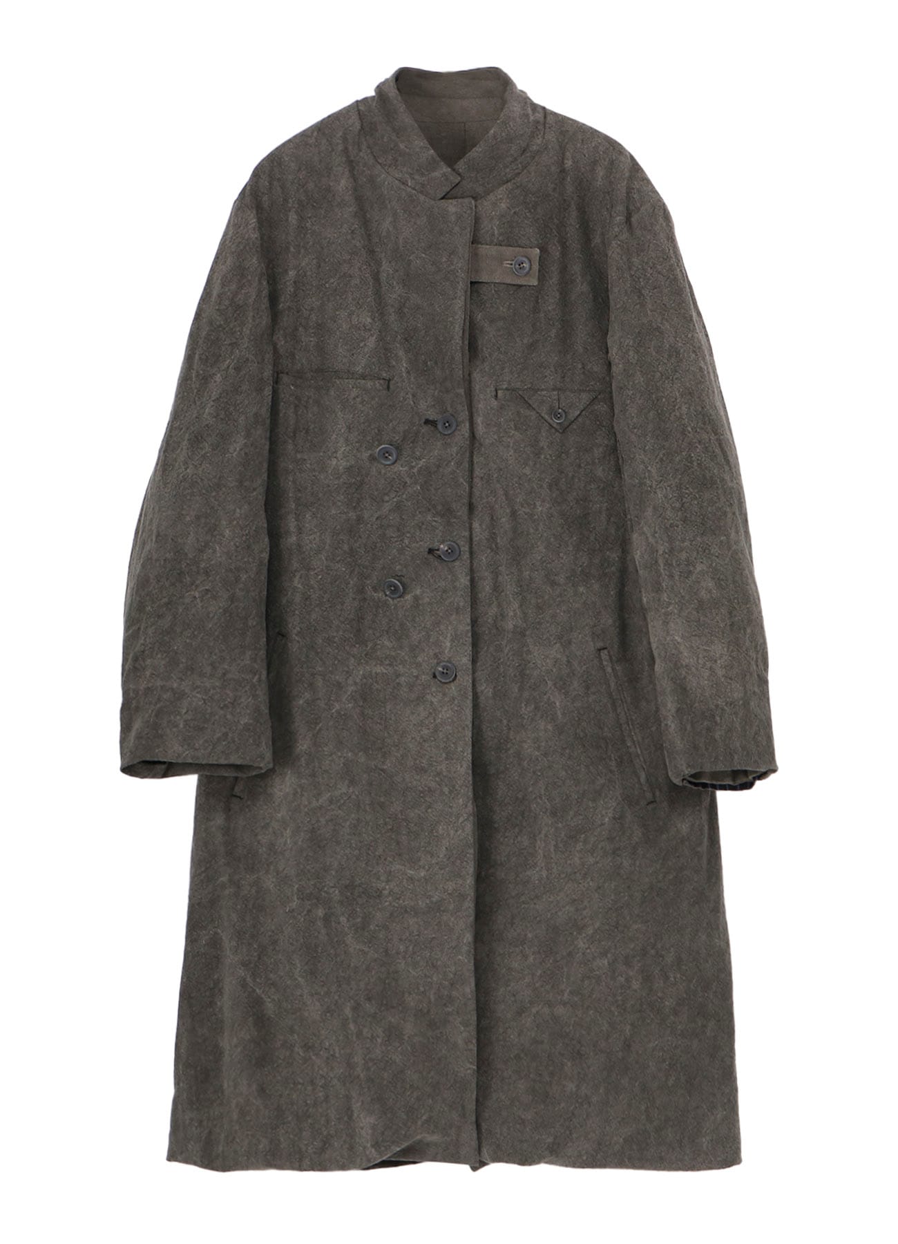 SILK LINEN 3BUTTONS DIAGONAL PADDED LONG JACKET