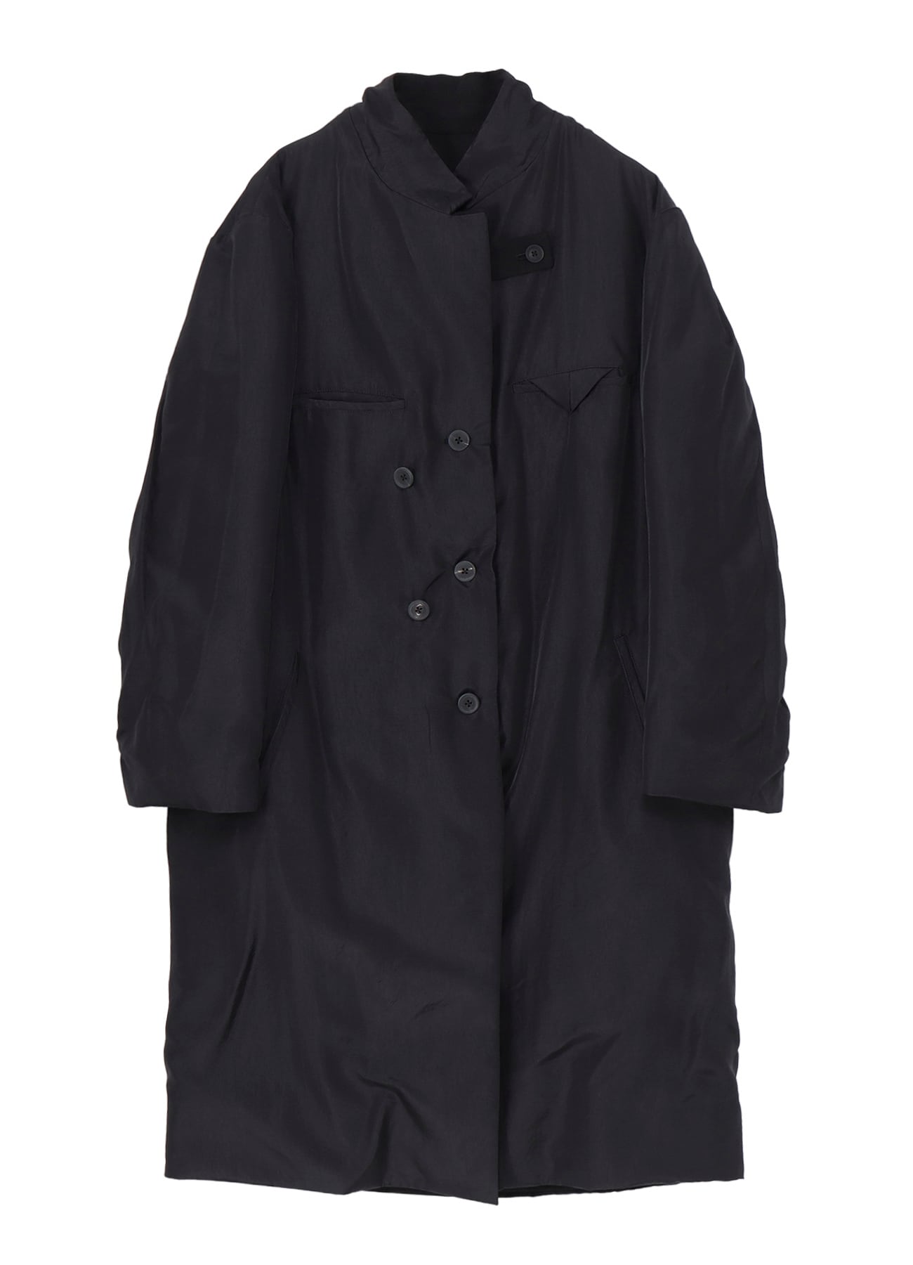 SILK DENIM 3BUTTONS DIAGONAL PADDED LONG JACKET