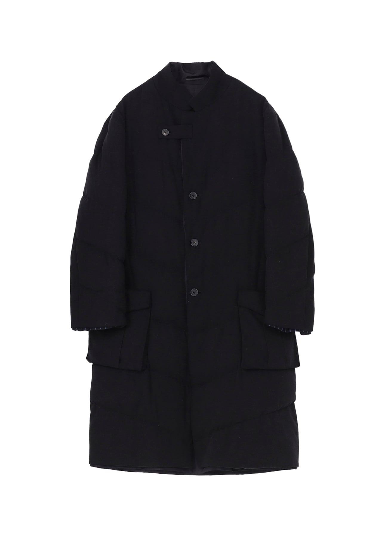 SILK DENIM 3BUTTONS DIAGONAL PADDED LONG JACKET