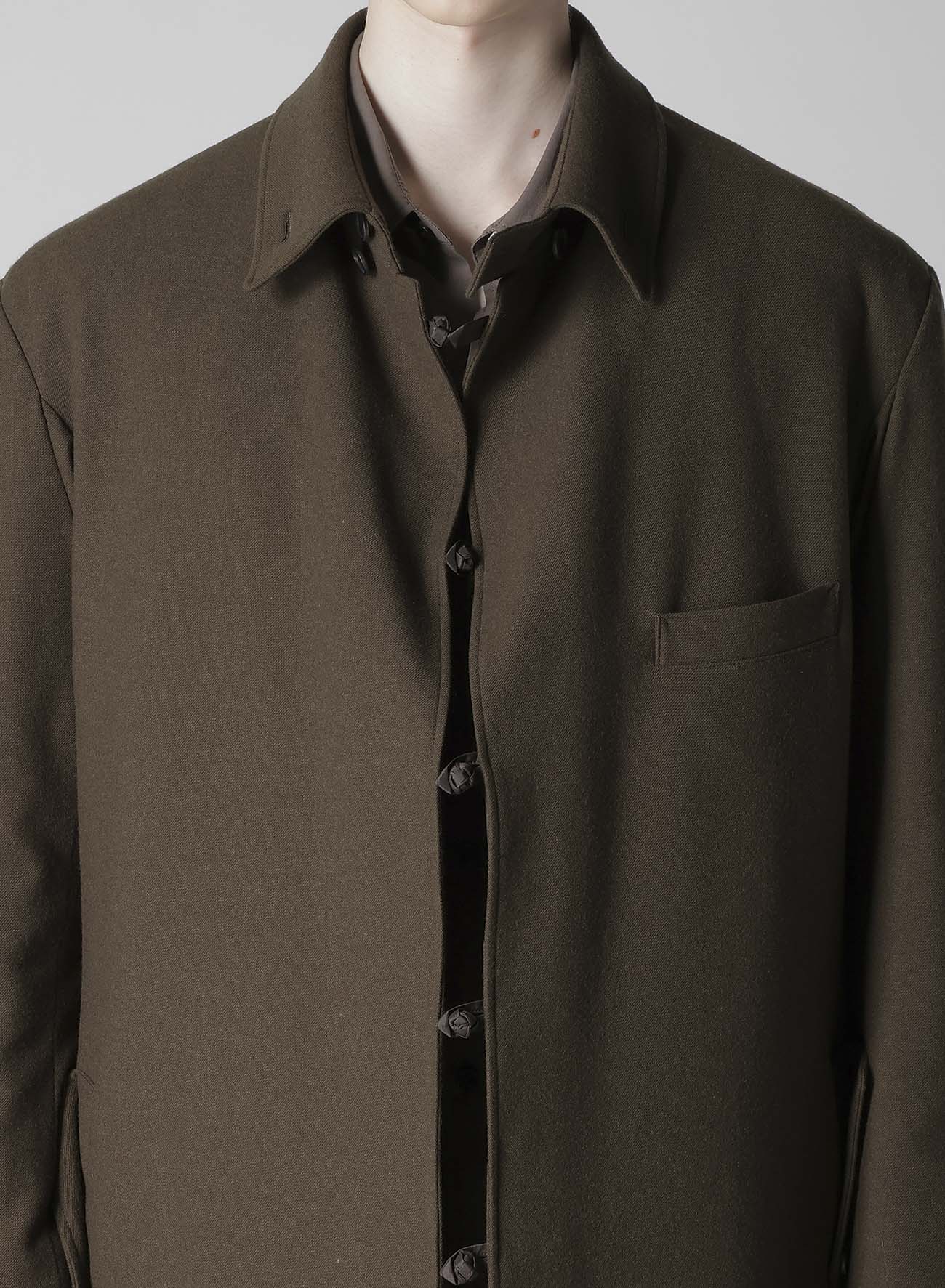 FLANNEL KHAKI BELTED LONG JACKET WITH LINER