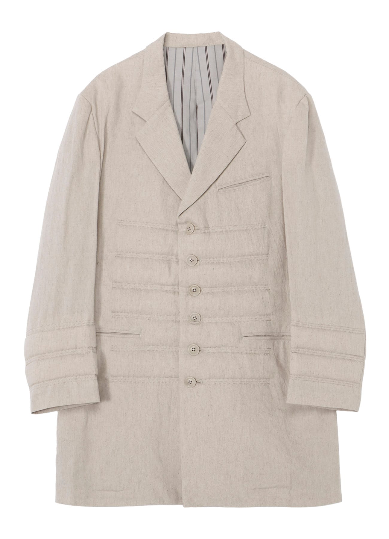 LINEN/COTTON DENIM 6 BUTTONS PADDED JACKET