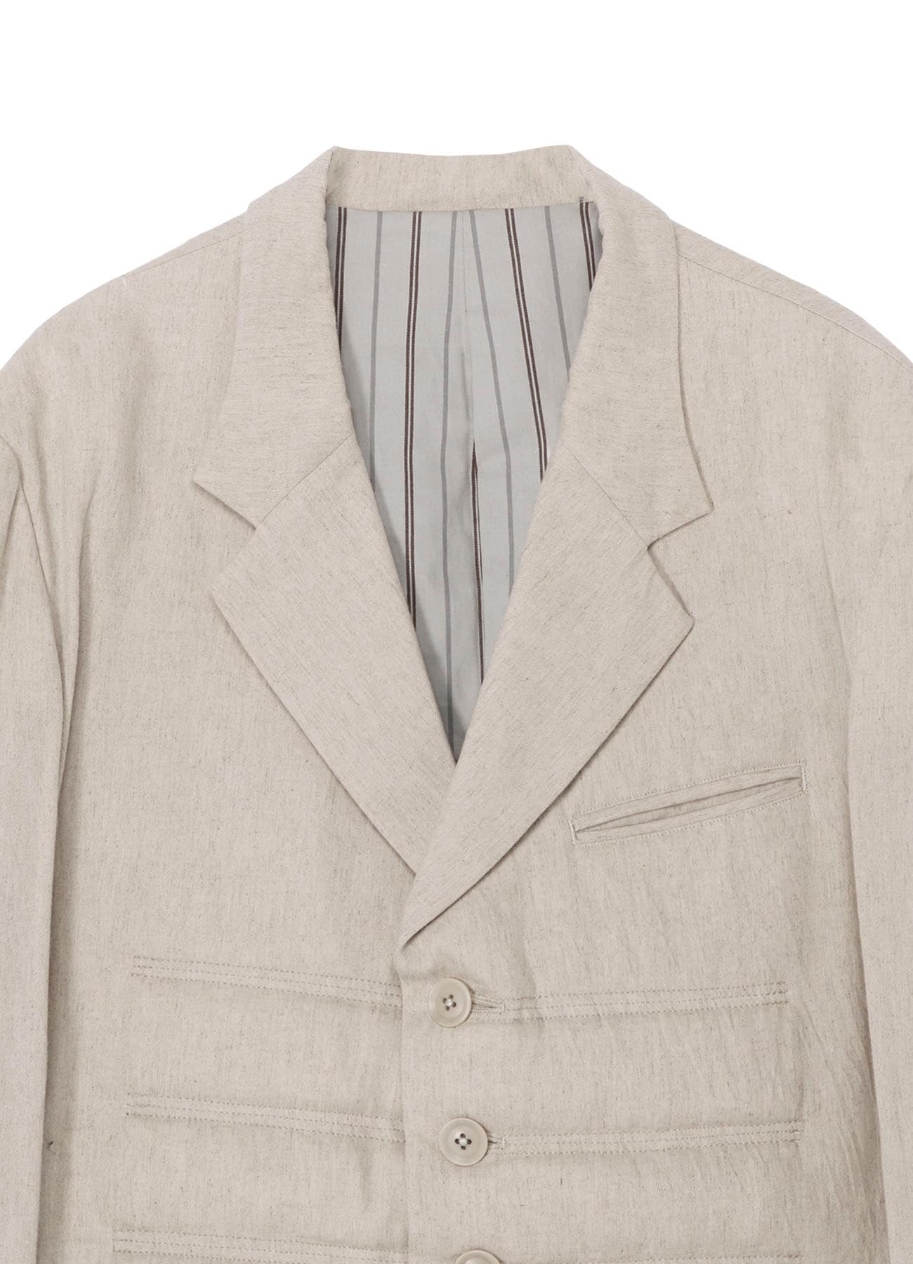 LINEN/COTTON DENIM 6 BUTTONS PADDED JACKET