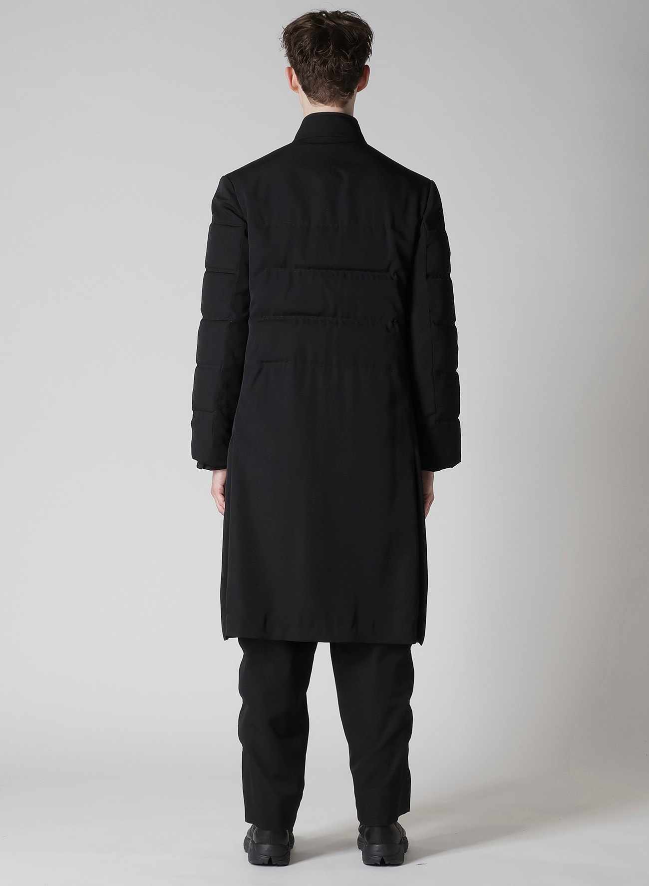 WOOL GABARDINE HORIZONTAL PADDED LONG JACKET