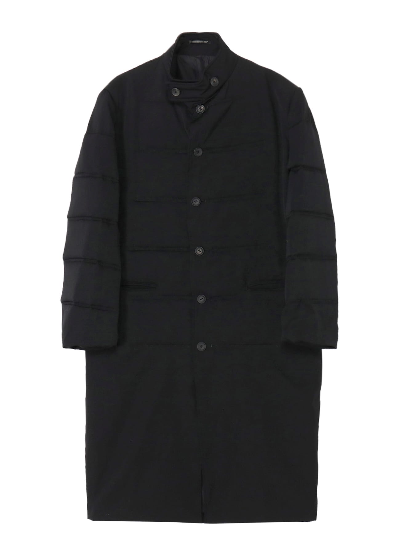 WOOL GABARDINE HORIZONTAL PADDED LONG JACKET