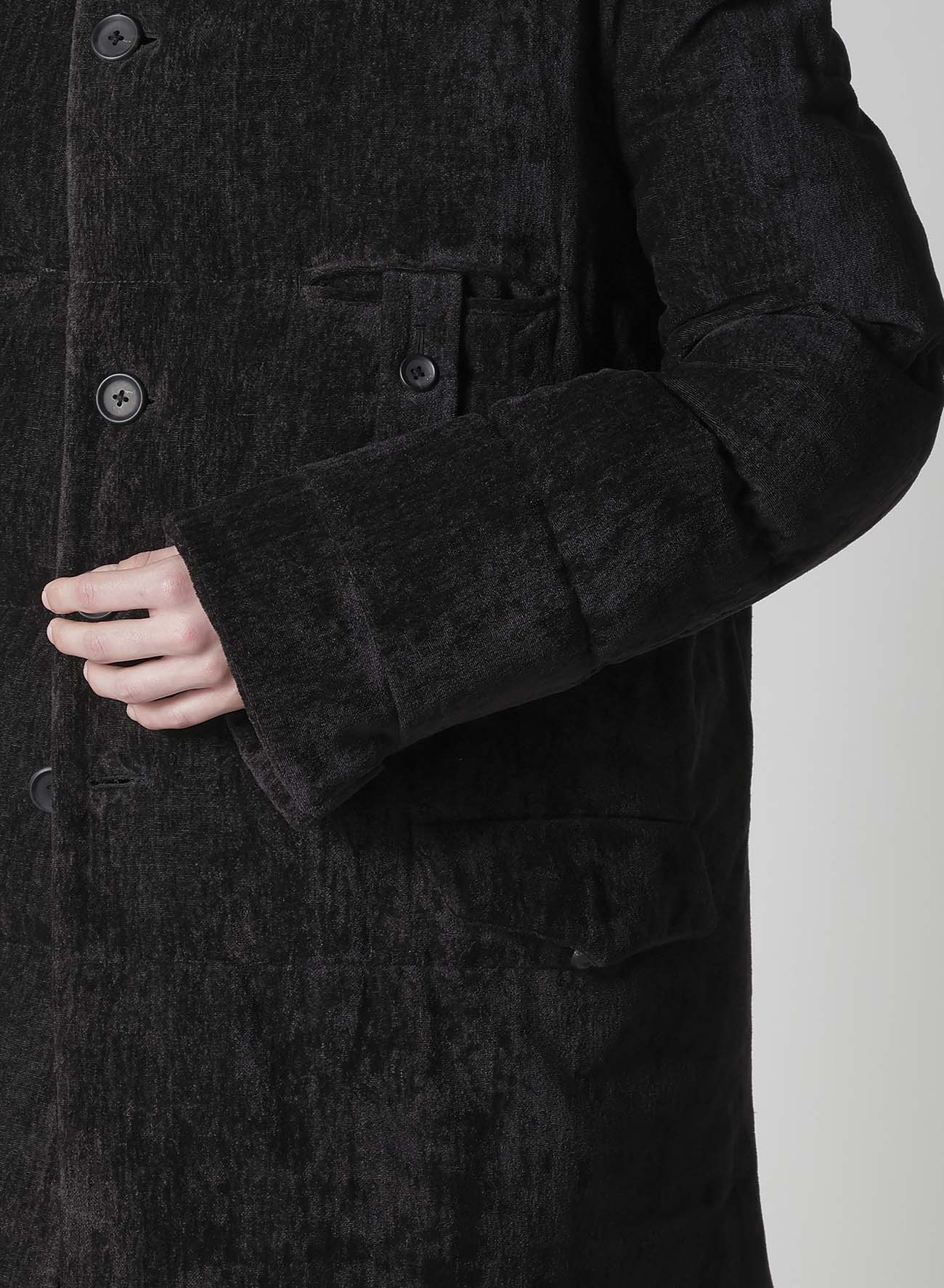 LINEN VELVET HORIZONTAL PADDED LONG JACKET