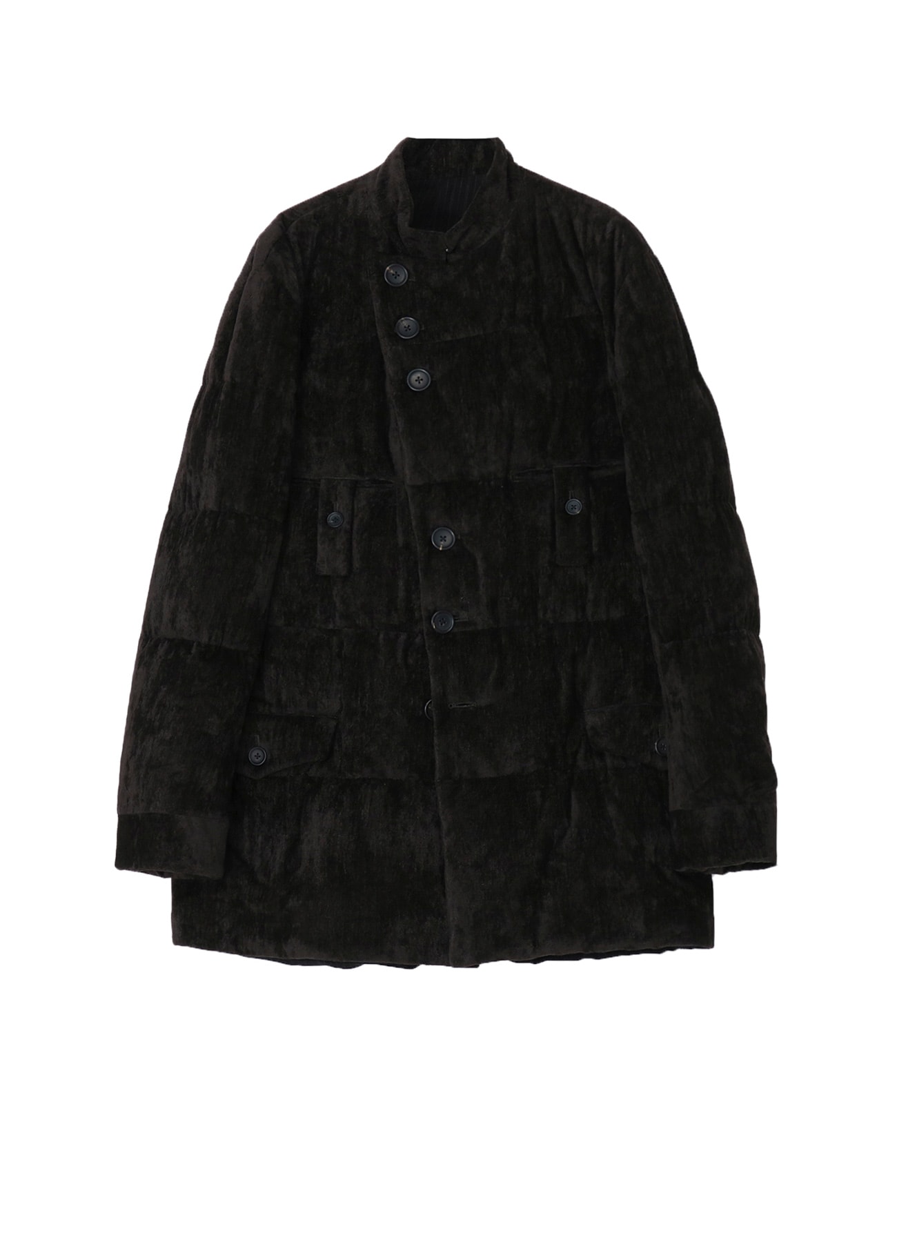 LINEN VELVET HORIZONTAL PADDED LONG JACKET