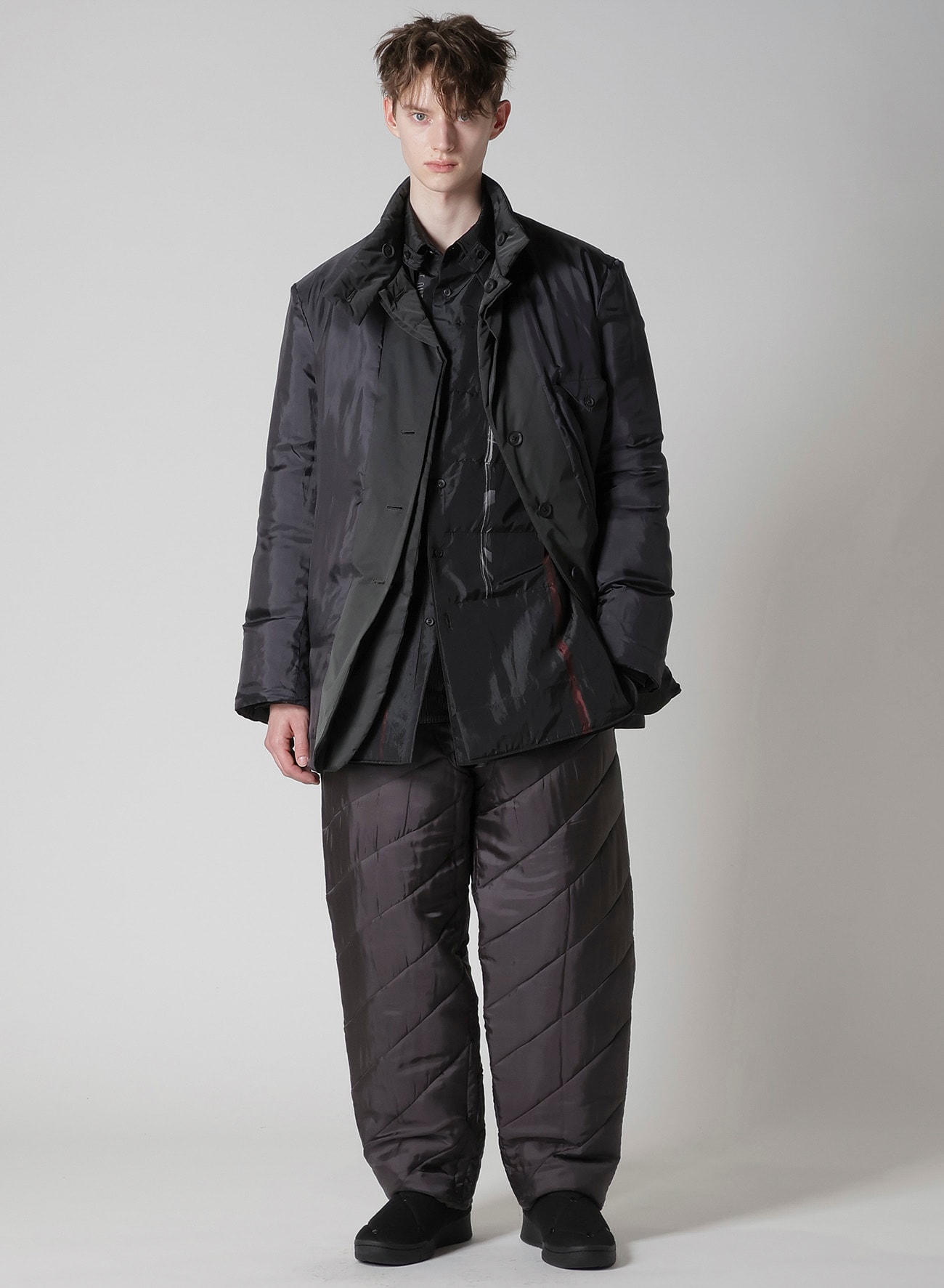 BACK PRINTED HORIZONTAL PADDED STAND JACKET