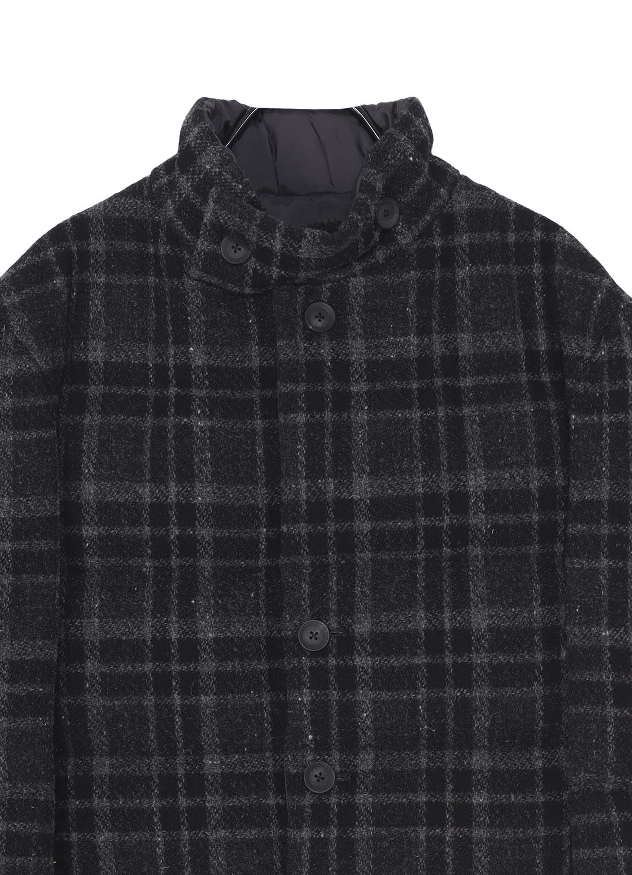 HORIZONTAL PADDED PLAID STAND JACKET