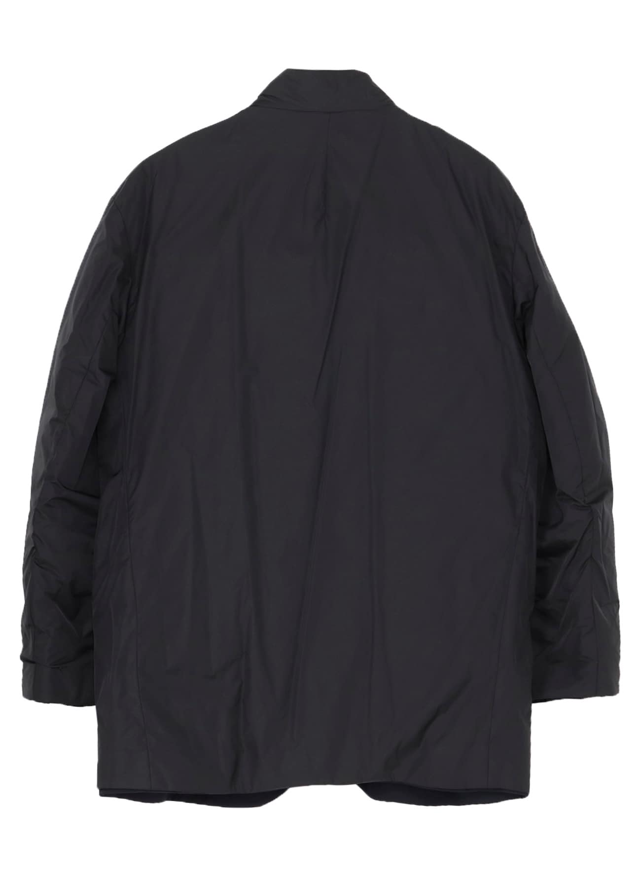 NAVY WOOL GABARDINE HORIZONTAL PADDED STAND JACKET