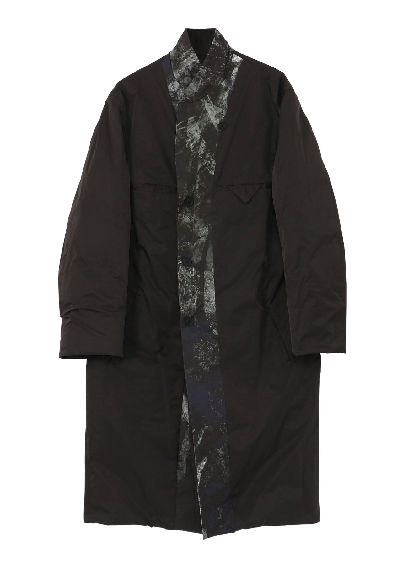 WOMAN PRINTED 3BUTTONS DIAGONAL PADDED LONG JACKET